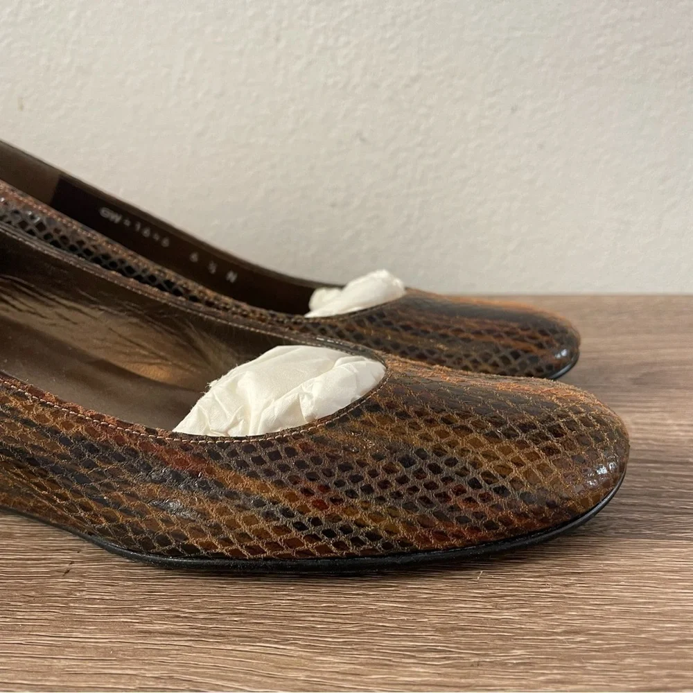 Stuart Weitzman Snakeskin Wedge Pumps, Size 6.5N